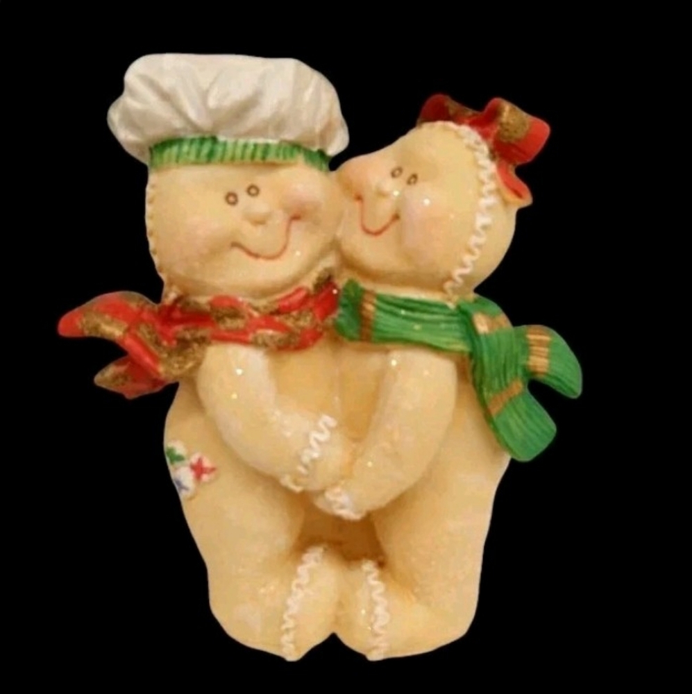 VTG JUBILEE GIFT WARE GINGERBREAD Mr Mrs Figurine 7" Glitter Sanded Poly Ceramic